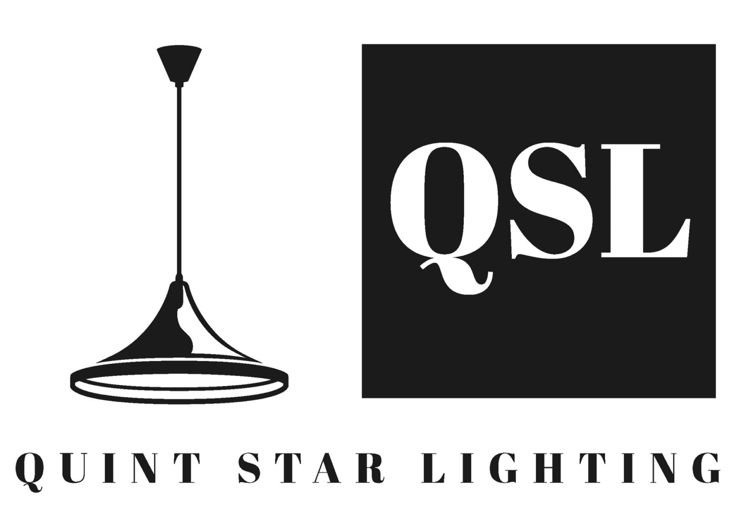 A black and white logo of a light fixture.